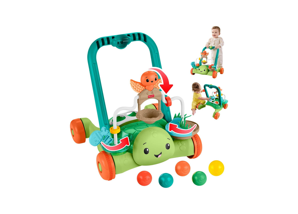 Fisher-Price Moves With You Turtle Walker With 5 Balls Push Toy