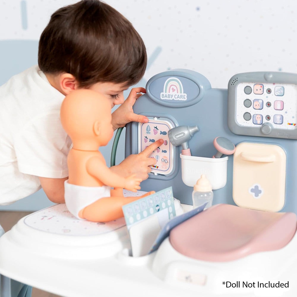 Smoby Baby Childcare Center Playset - Pastel with 24 Medical Toy Accessories, for Kids Age 3+