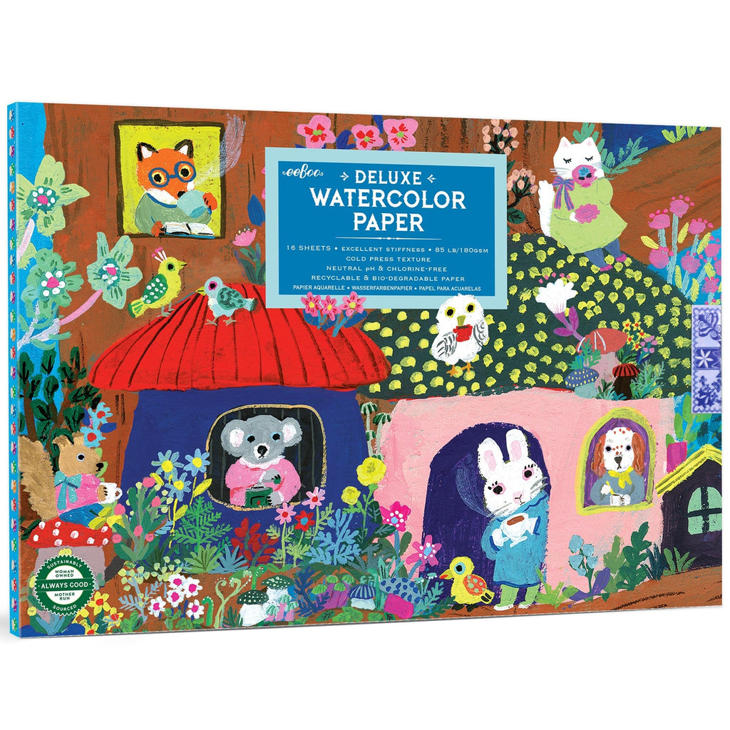 Eeboo Yumi's Mushrooms Deluxe Watercolor Paper Pad 16 Sheets