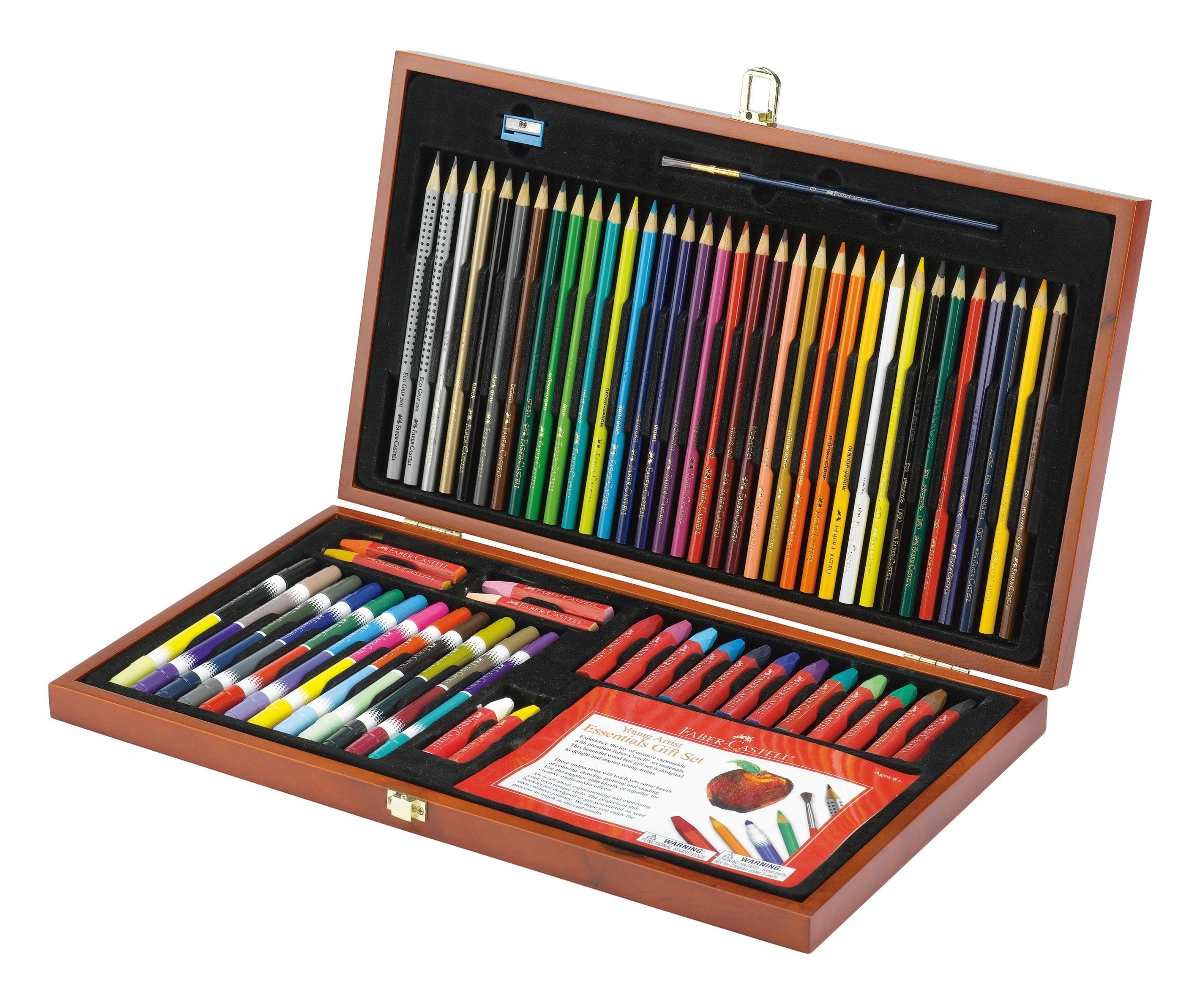 Faber-Castell Young Artist Essentials - 64-Piece Art Set in Deluxe Wood Case