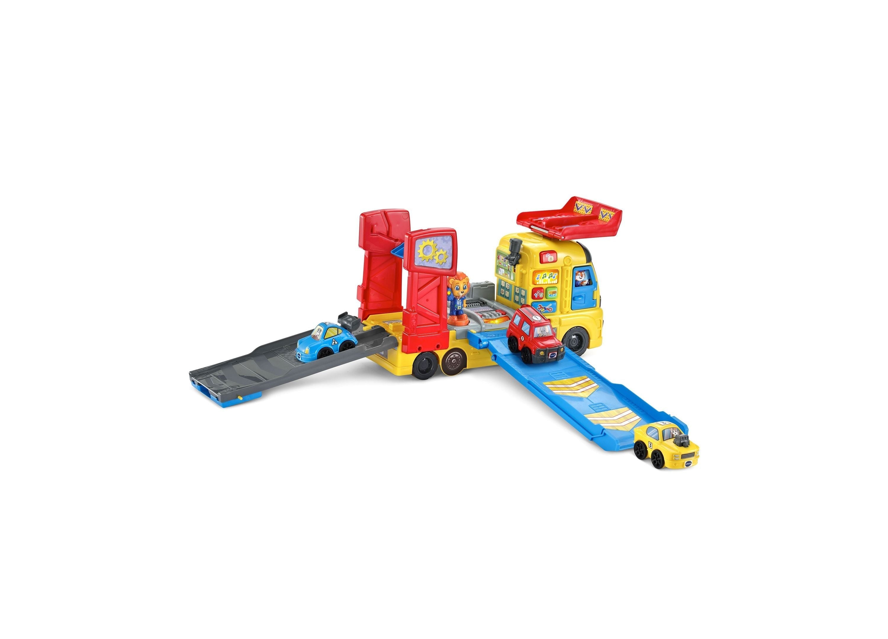 VTech 3-in-1 Race & Repair Hauler Interactive Learning Vehicle Playset
