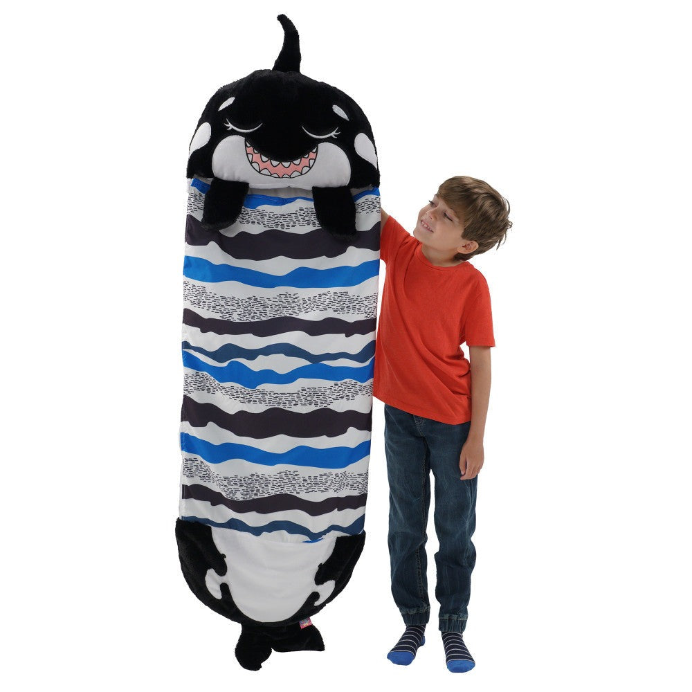 Happy Nappers 54 inch Ozzy The Black Shark 2-in-1 Plush Pillow and Sleepy Sack