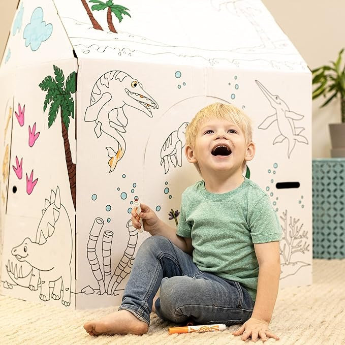 Jurassic Junction Dinosaur House Playset with 5 Plush Dinosaurs