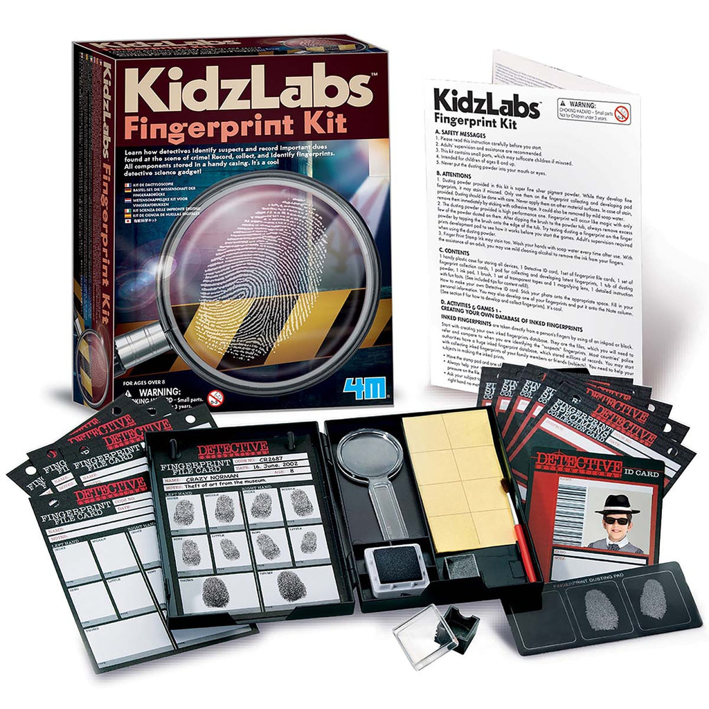KidzLabs Fingerprint Detective Kit With Dusting Powder And Magnifying Lens
