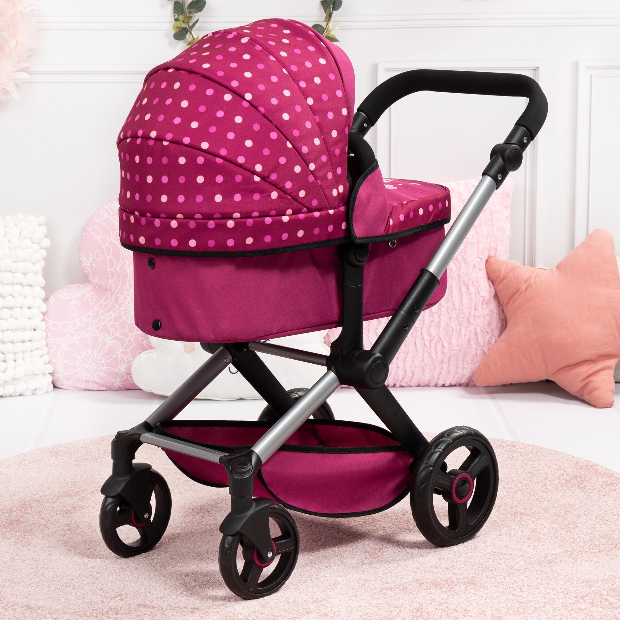 Bayer Design Doll Pram Xeo - Convertible Pushchair & Stroller, Stars Design, for 18" Dolls