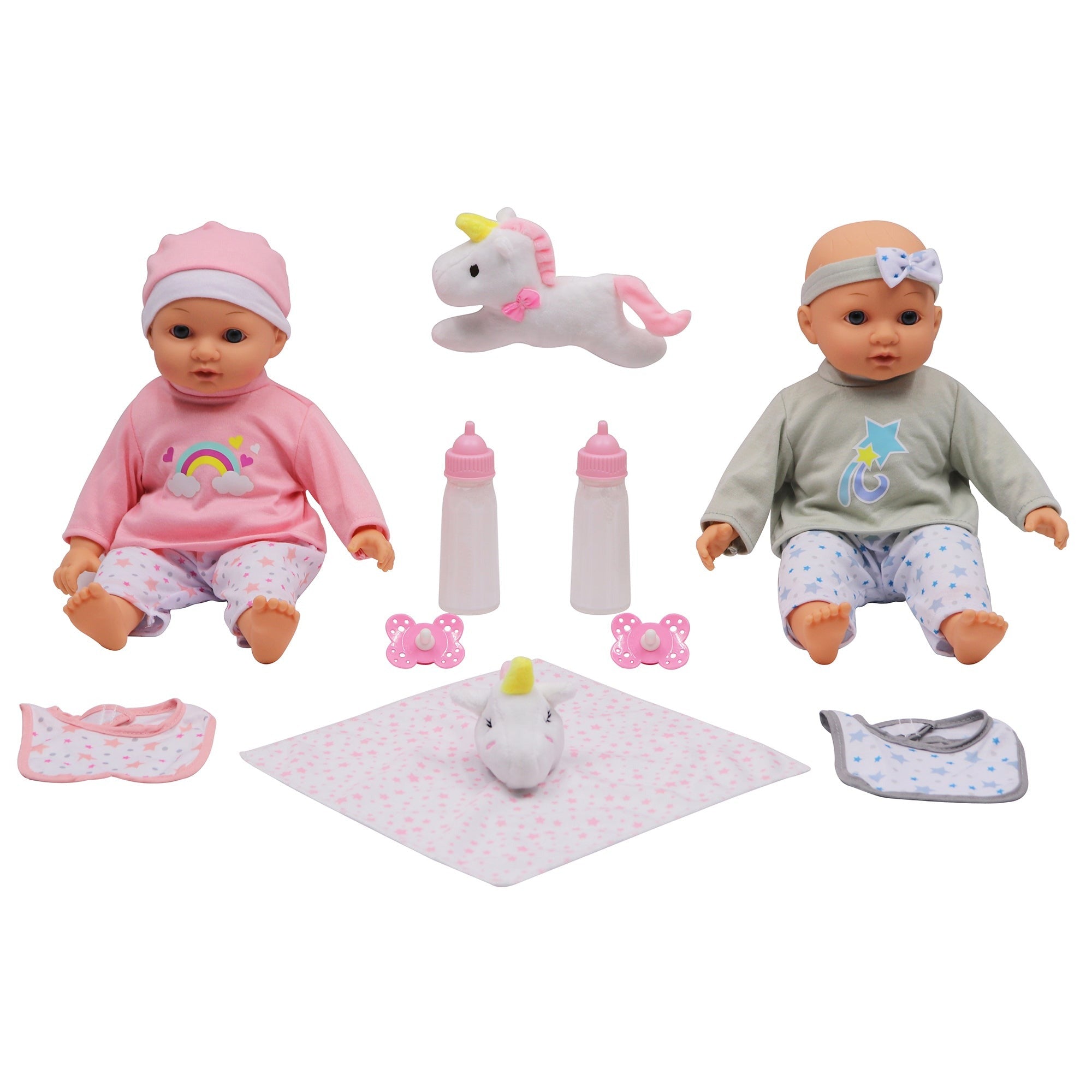 Dream Collection 14" Twin Baby Dolls with Accessories Set