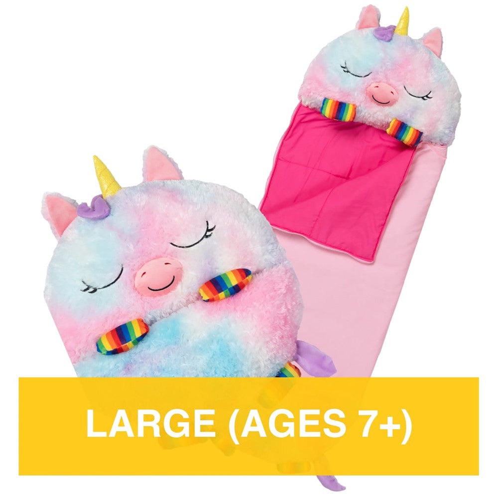 Happy Nappers Large 66 inch Rainbow Unicorn Sleepy Sack & Pillow for Kids 7+