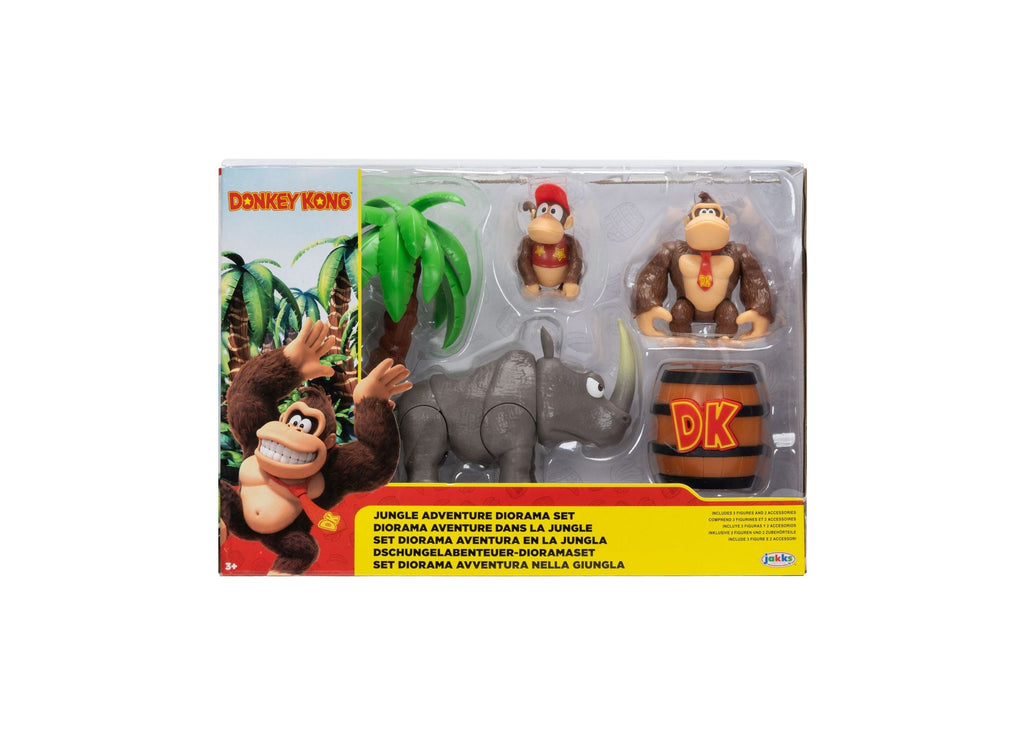 Donkey Kong Adventure Diorama 5-Piece Playset With Mine Cart