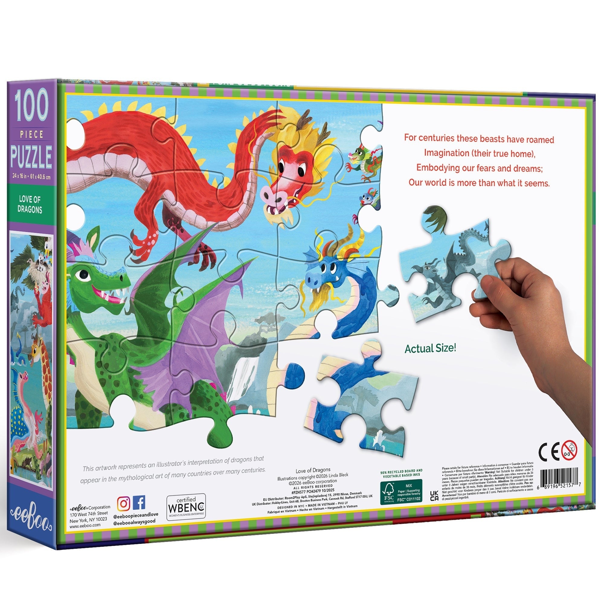 Eeboo Love Of Dragons 100-Piece Puzzle
