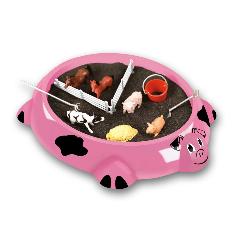 Be Good Company Sandbox Critters Piggy Farm Tabletop Play Set With No-Mess Mat