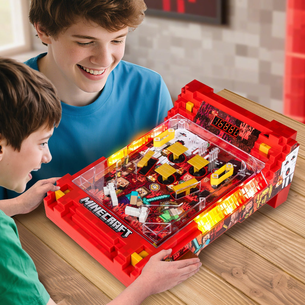 Minecraft Arcade Tabletop Pinball Machine - Nether Edition With Lights And Sounds