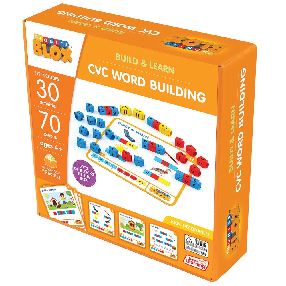 Junior Learning Rainbow Phonics Blox - CVC Word Building - Phase 2 for Kids 4+