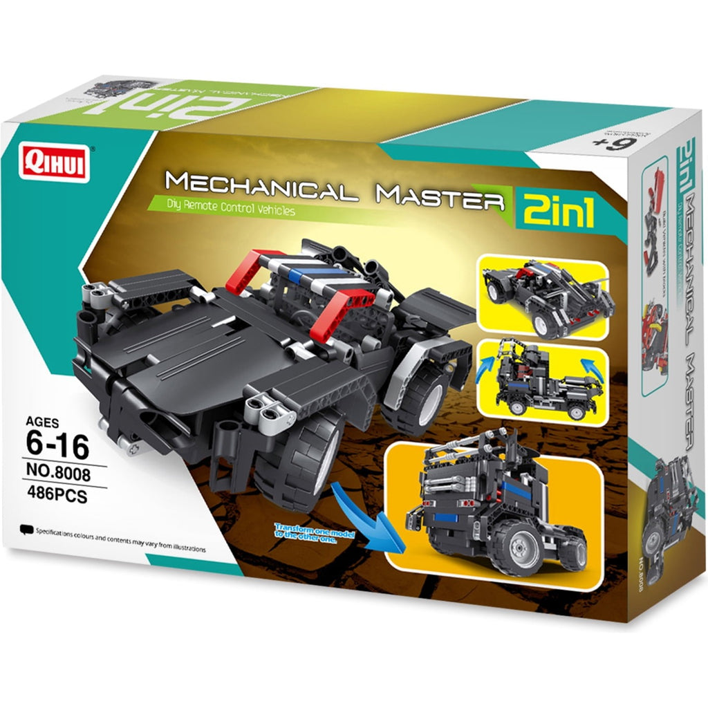 Qihui Mechanical Master 2-in-1 R/C Black Truck Building Kit - 379 Pieces