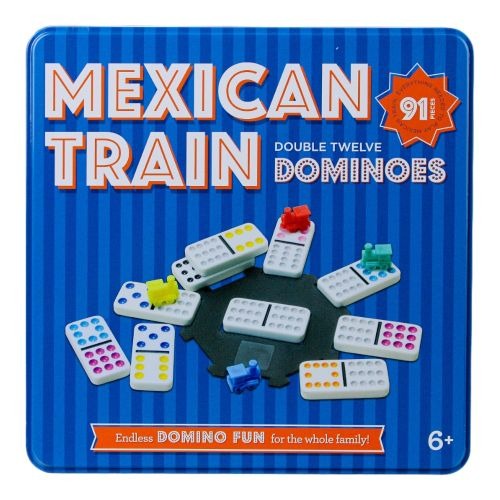 Mexican Train Dominoes Deluxe Set in Tin with Electronic Sounder