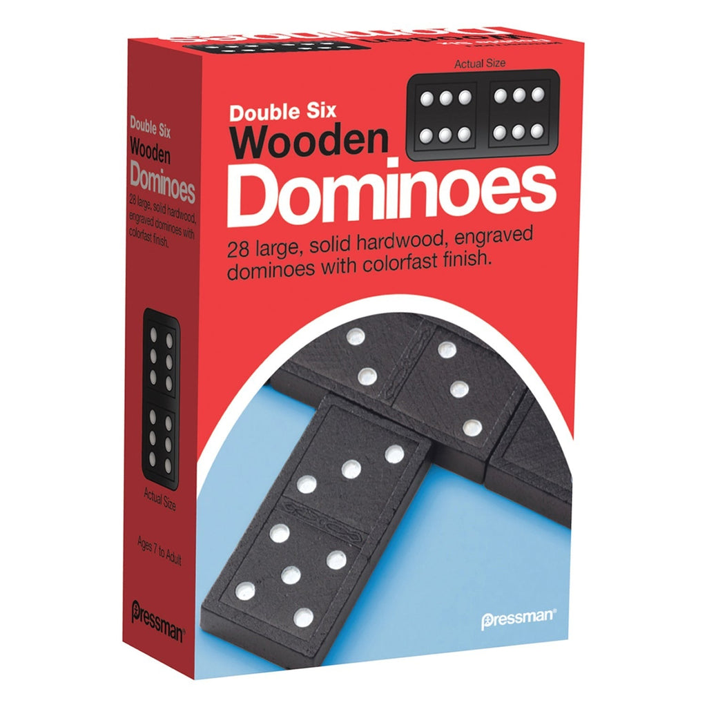 Pressman Classic Wooden Dominoes 6-Pack Set, Double Six Edition