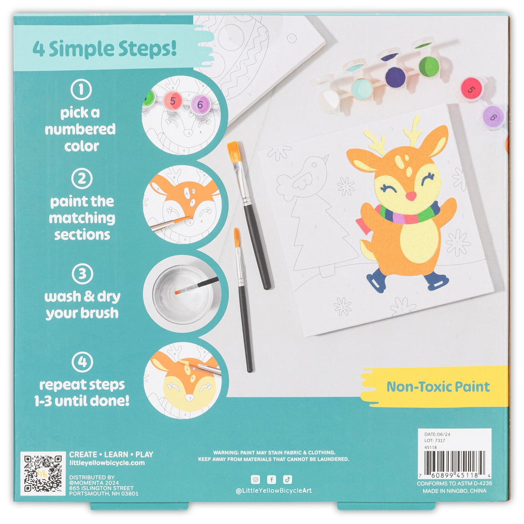 Little Yellow Bicycle Reindeer Paint-By-Number Kit With 2 Canvases