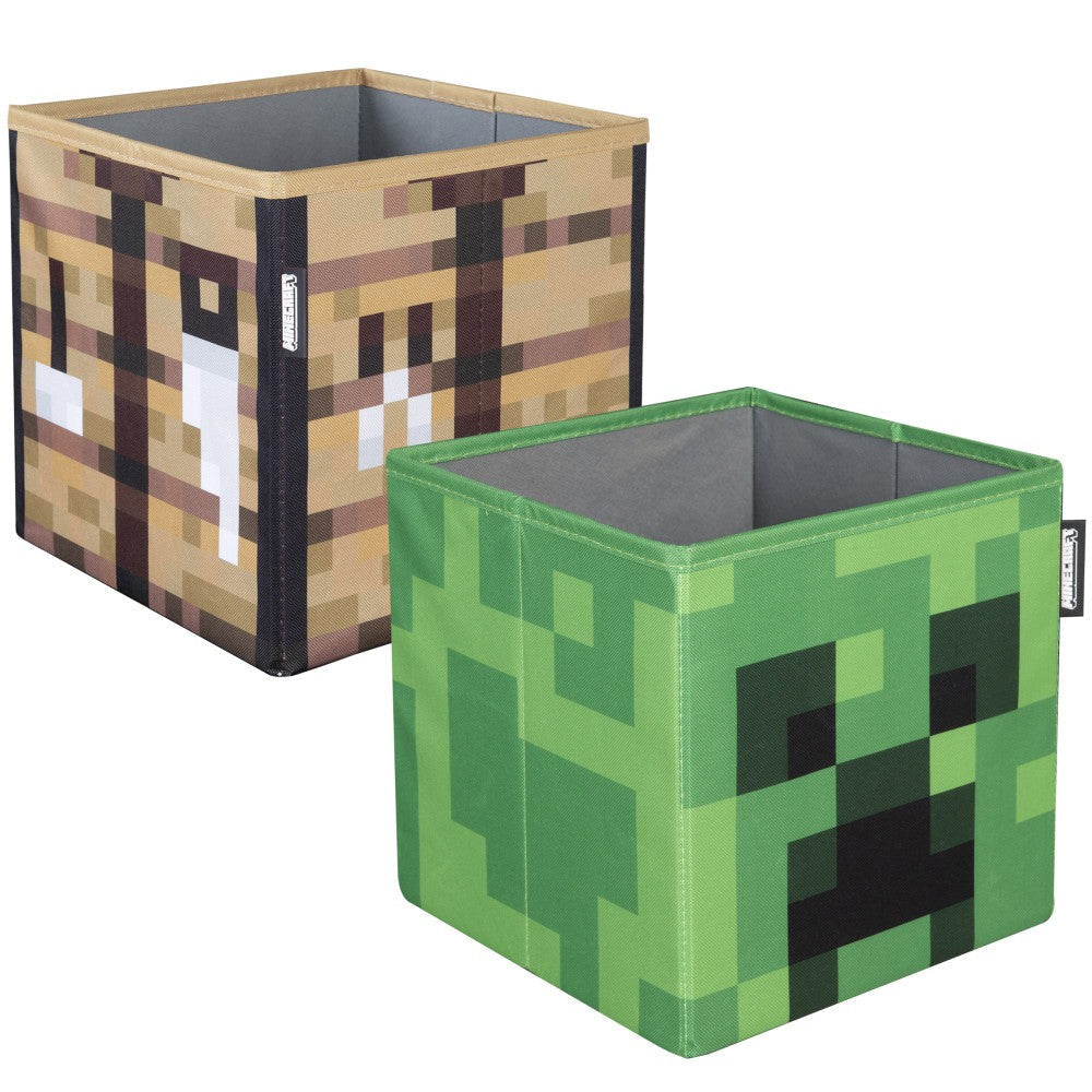 Minecraft Collapsible Storage Cubes - Creeper & Crafting Table Design, 2-Pack