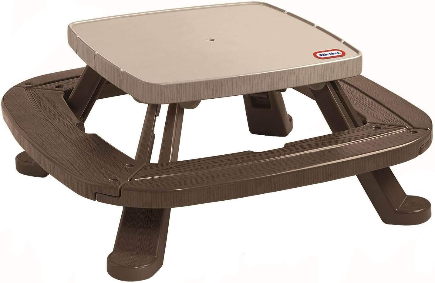 Little Tikes Fold 'n Store Picnic Table with Market Umbrella - Brown