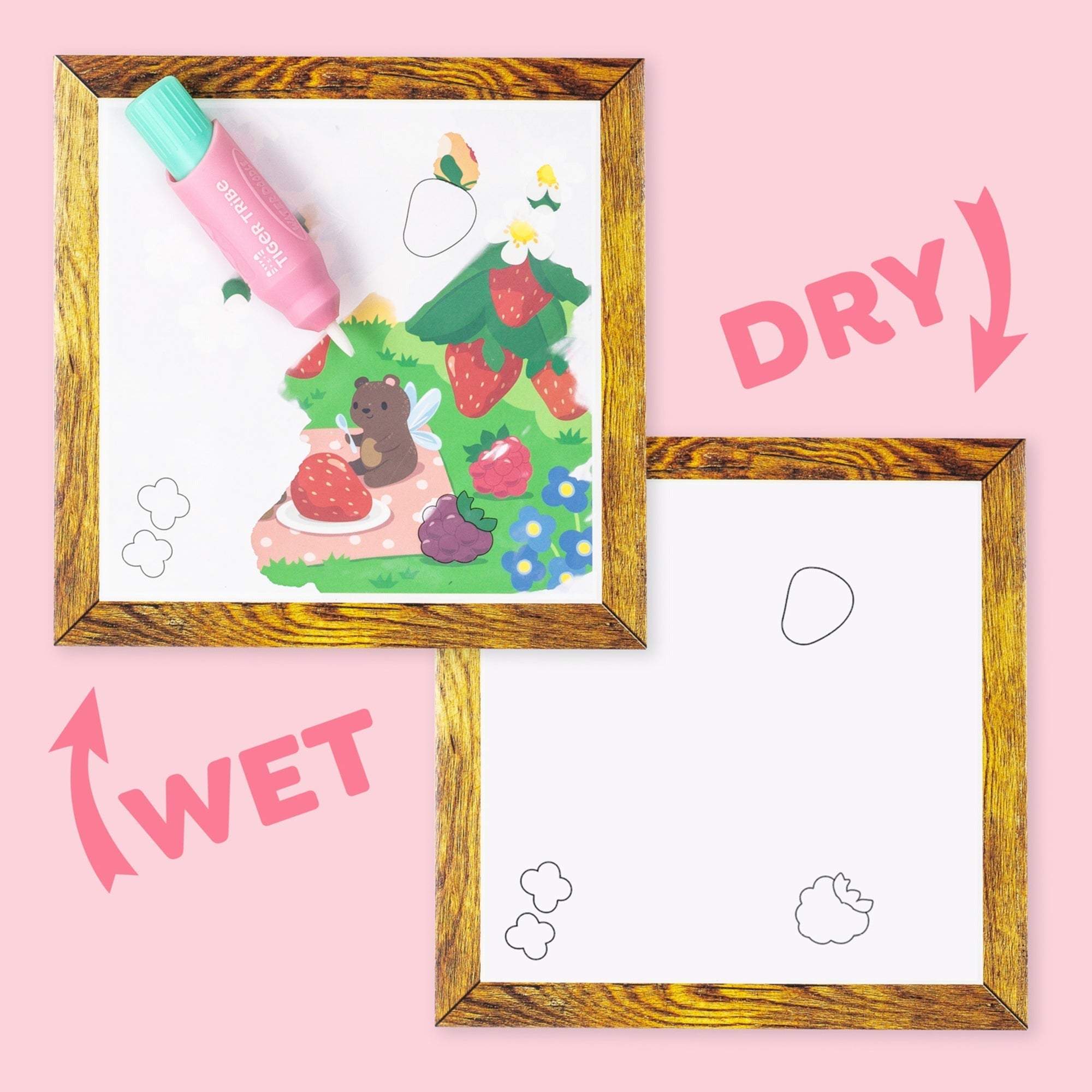 Tiger Tribe Magic Water Painting Set - Reusable Fairy Friends Cards With Mess-Free Coloring