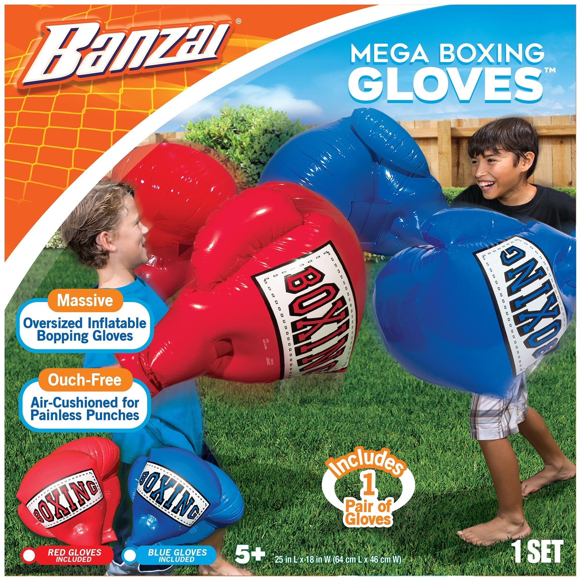 Banzai Kids Mega-Sized Inflatable Boxing Gloves, Red/Blue Assortment