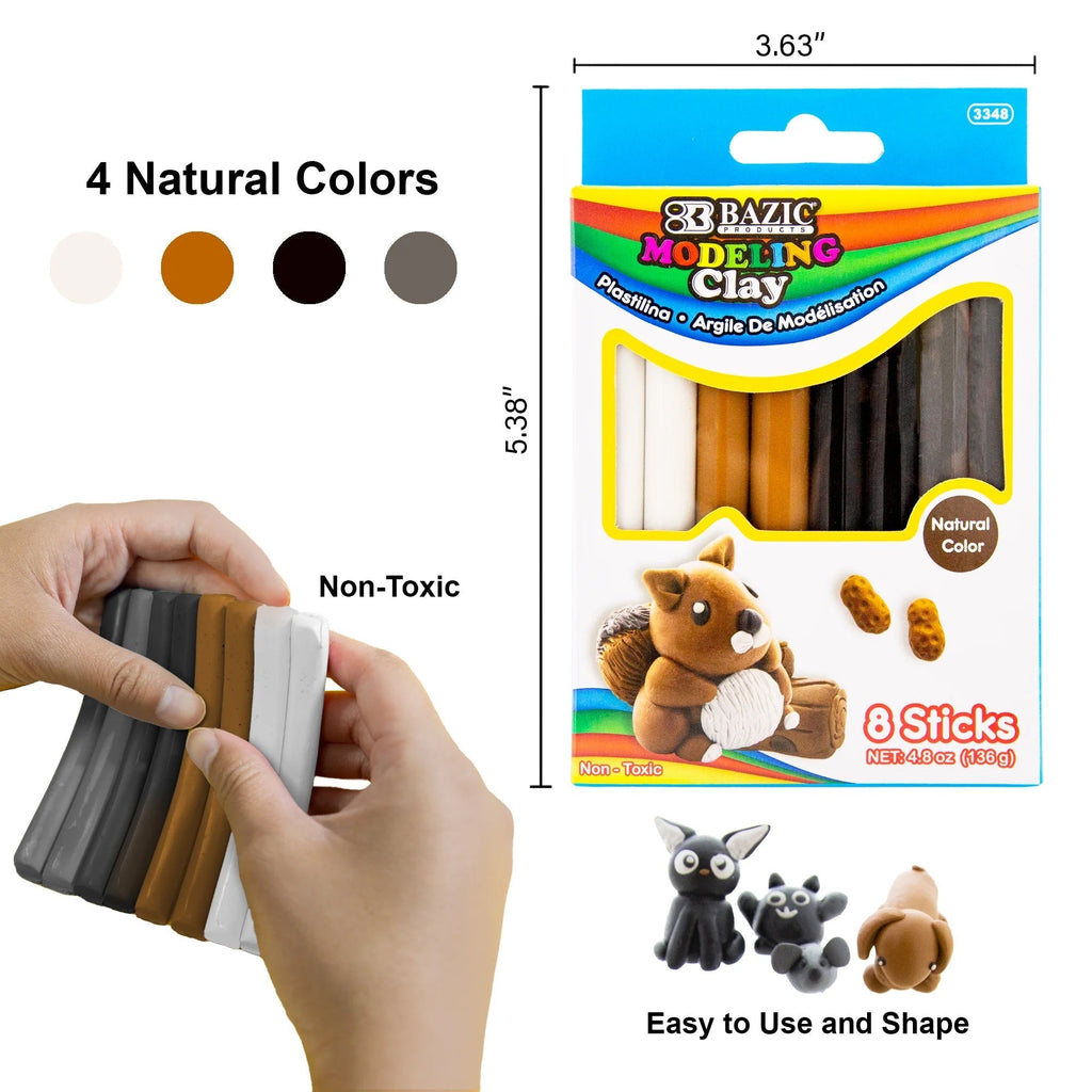 BAZIC Products Earth Tone Modeling Clay Sticks - 4 Colors, 24 Packs