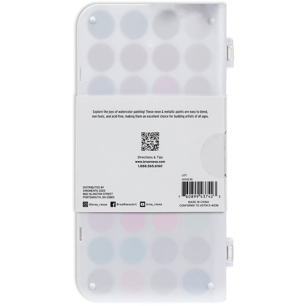 Brea Reese Essential Watercolor Paint Set With 36 Neon & Metallic Colors