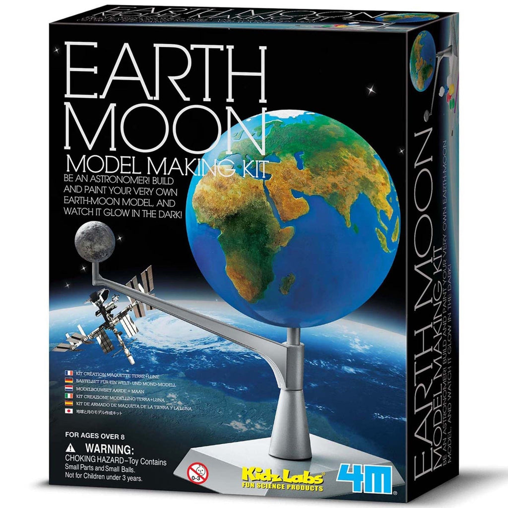 4M KidzLabs Earth-Moon Model Making Kit - DIY Glow-in-the-Dark 3D Planet Model