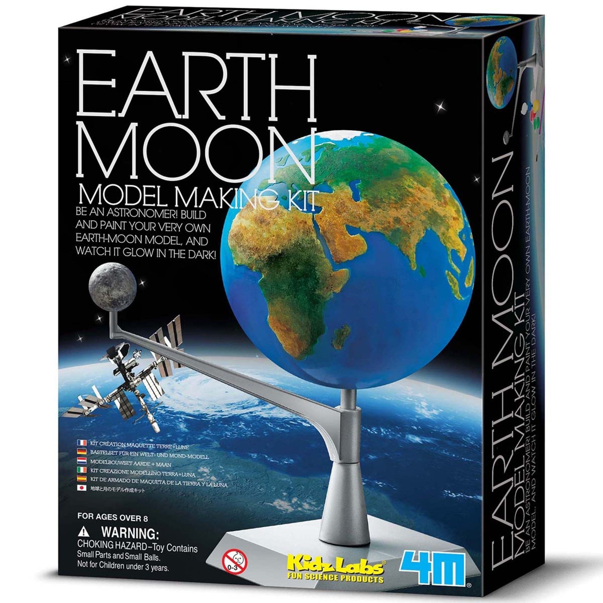 4M KidzLabs Earth-Moon Model Making Kit - DIY Glow-in-the-Dark 3D Planet Model