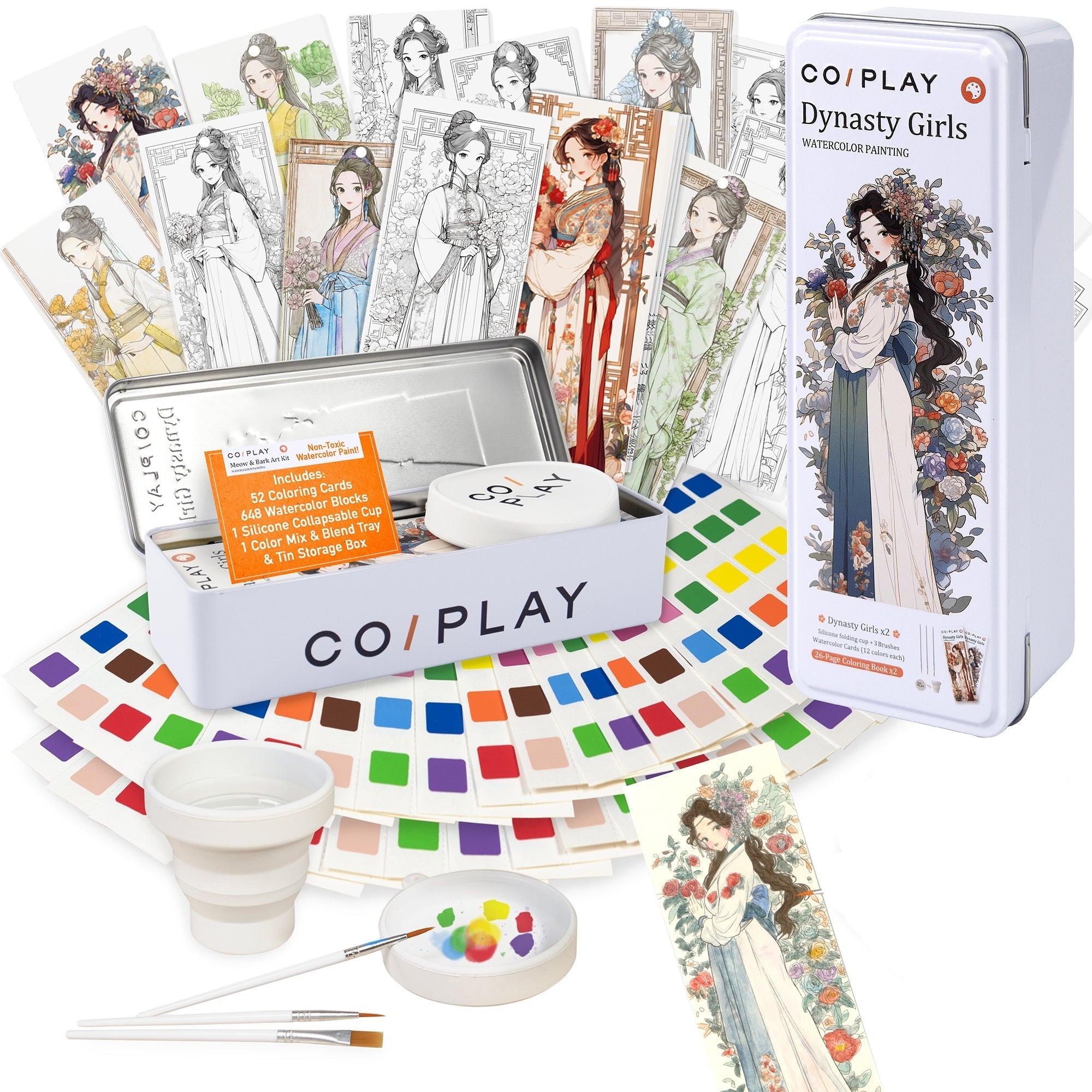 COIPLAY Dynasty Girls Watercolor Art Kit - 648-Piece Set