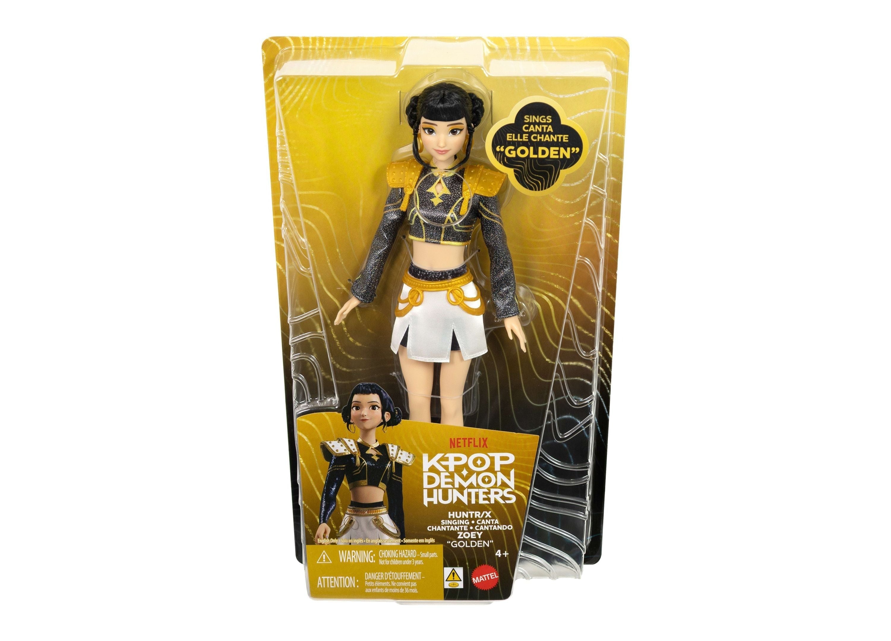 KPop Demon Hunters Zoey Golden 12.75-Inch Singing Doll with 5 Posable Joints
