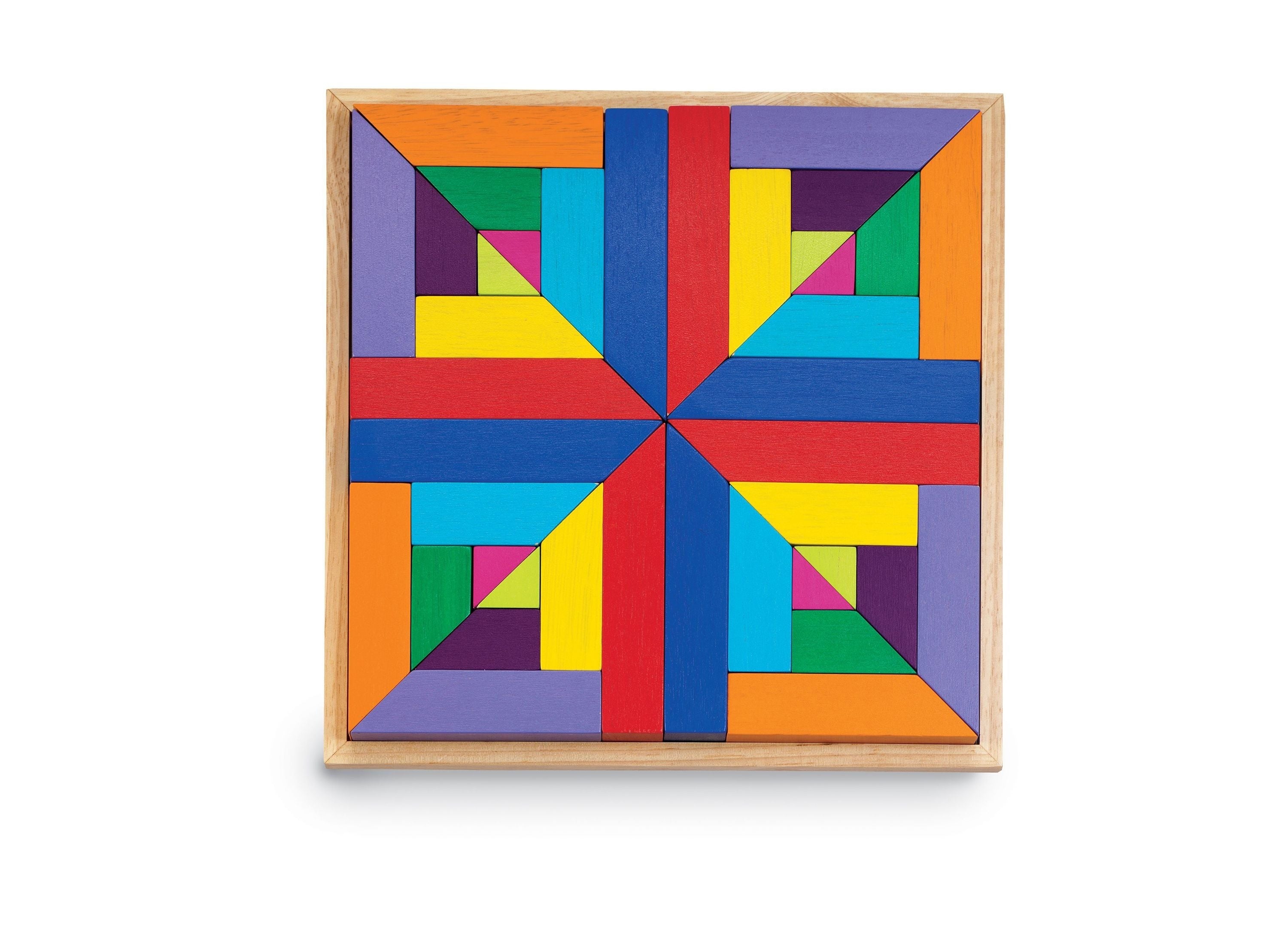 MindWare Pattern Play Colorful Wooden Blocks and Tray Set