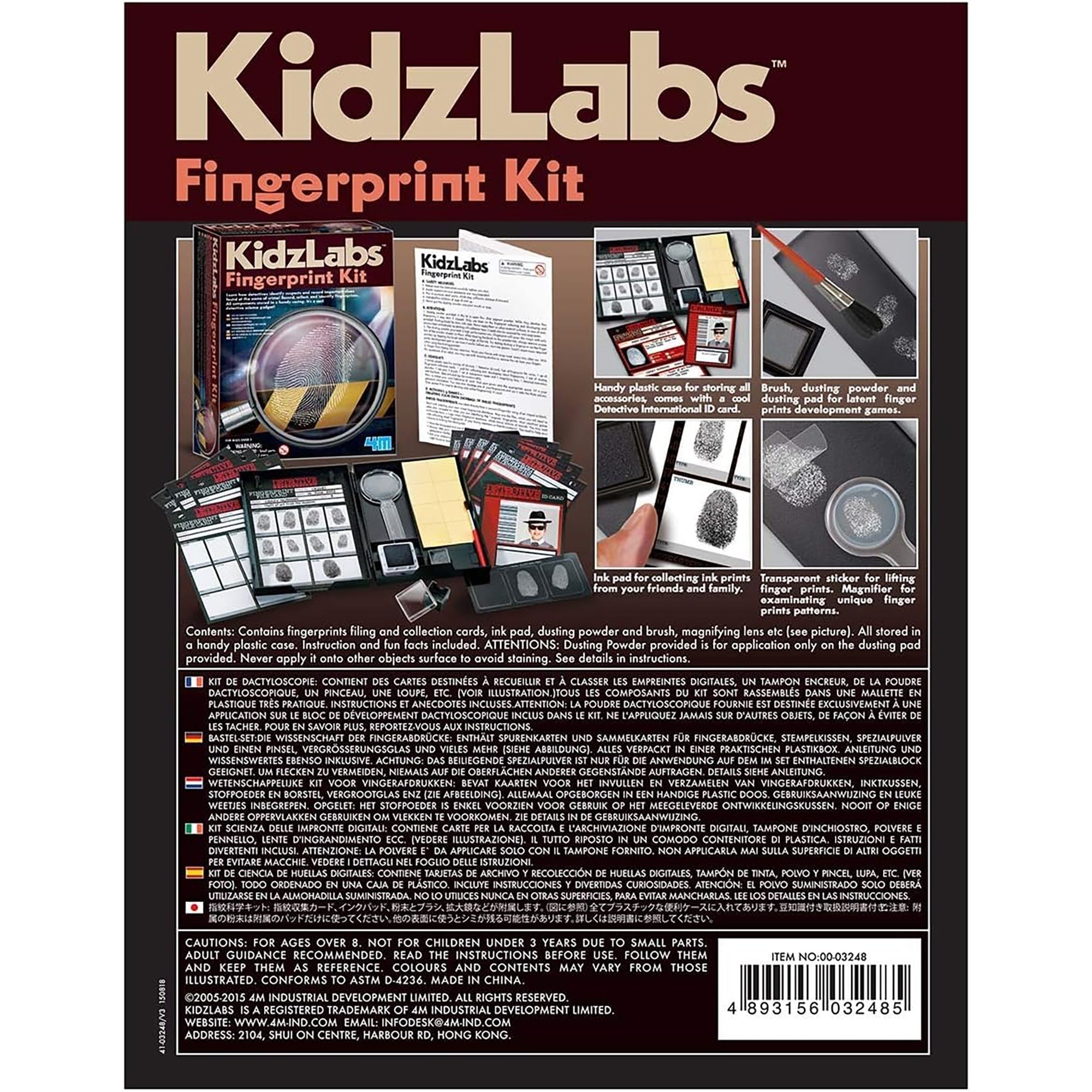 KidzLabs Fingerprint Detective Kit With Dusting Powder And Magnifying Lens