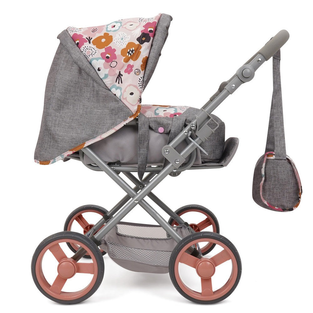 509 Crew Kelly Deluxe Doll Pram with Melange Flora Design and Matching Bag