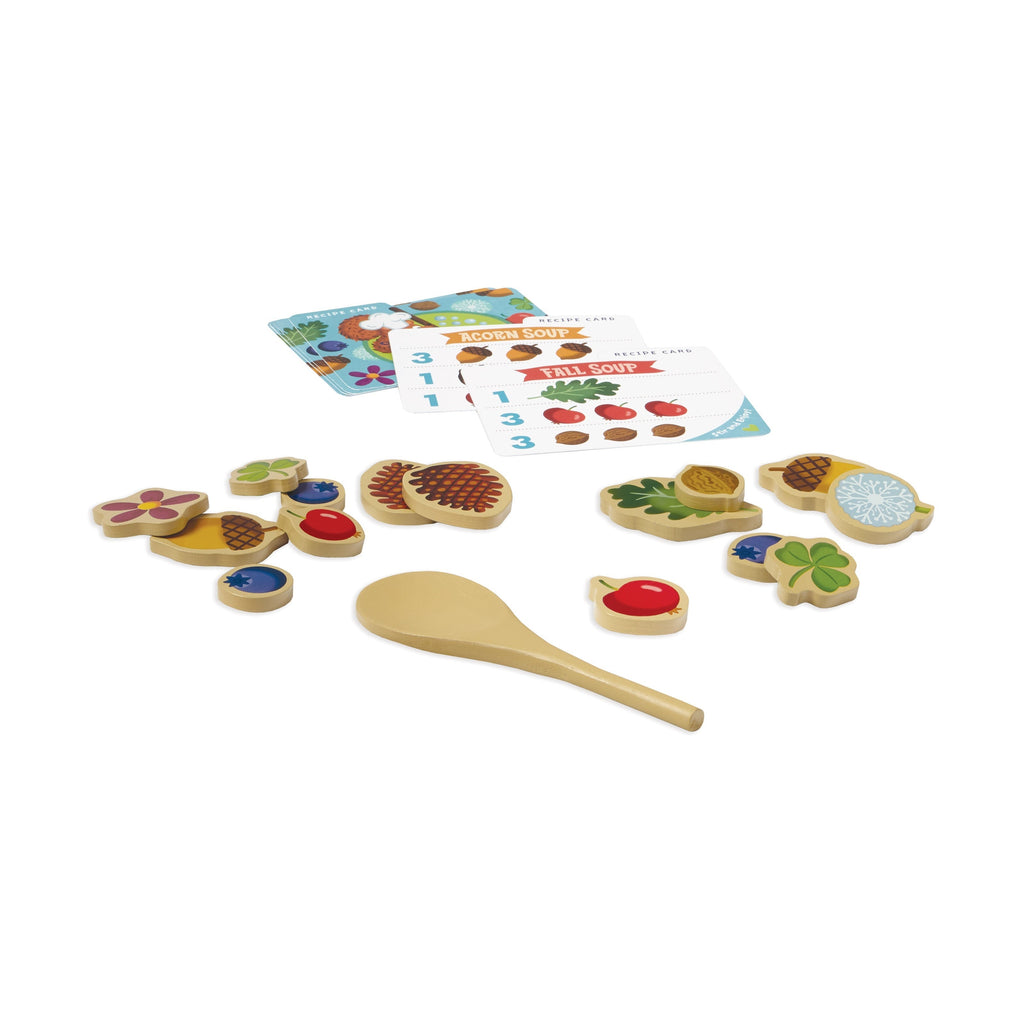 Acorn Soup Wooden Pretend Play Cooking Set With Recipe Cards