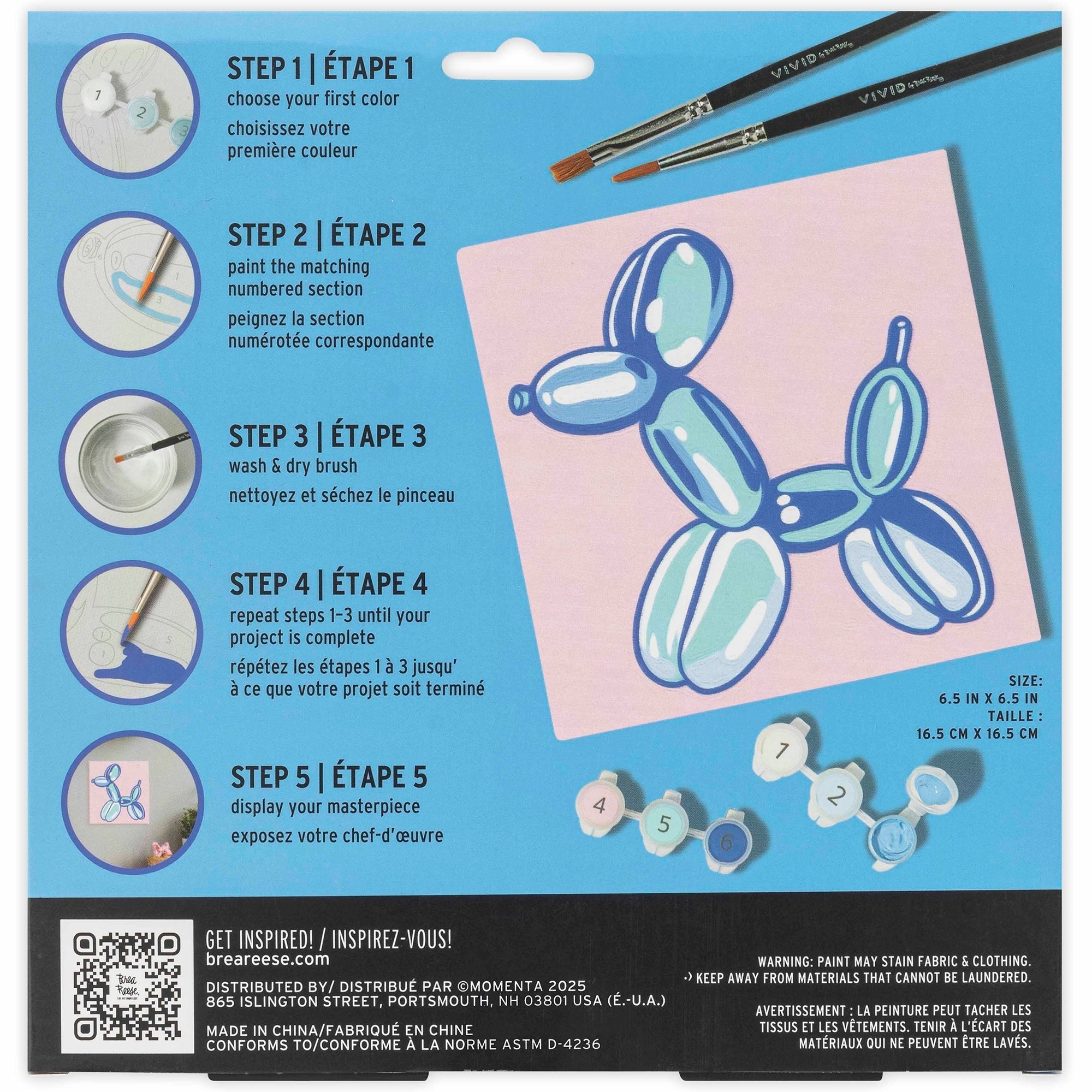 Brea Reese Mini Paint By Number Balloon Dog 6x6 Inch Canvas Kit