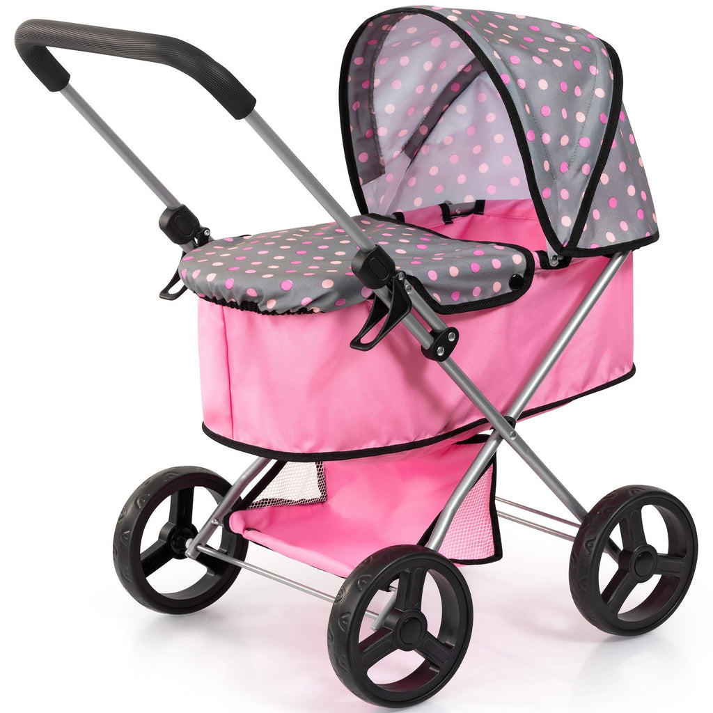 Bayer Design Doll Pram With Adjustable Handle And Shopping Basket