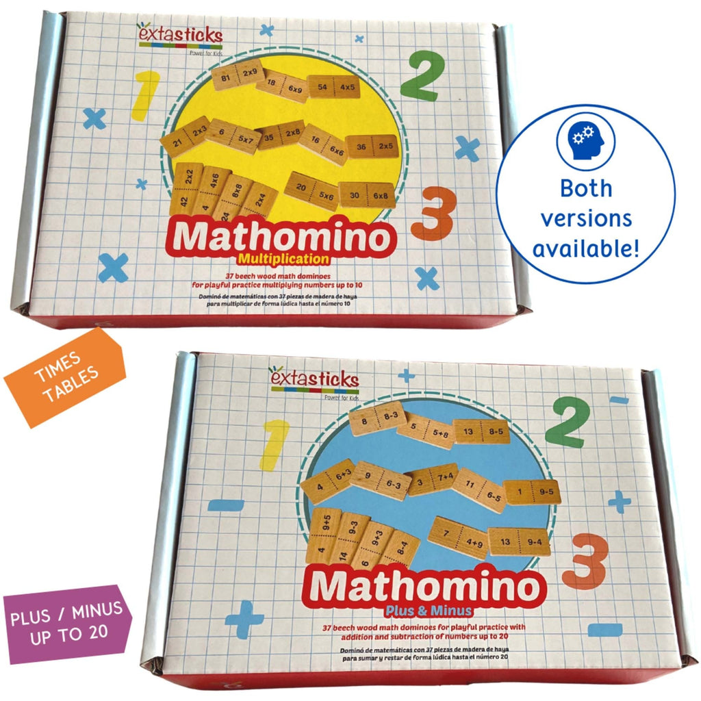 Extasticks Mathomino Plus & Minus Wooden Math Domino Game
