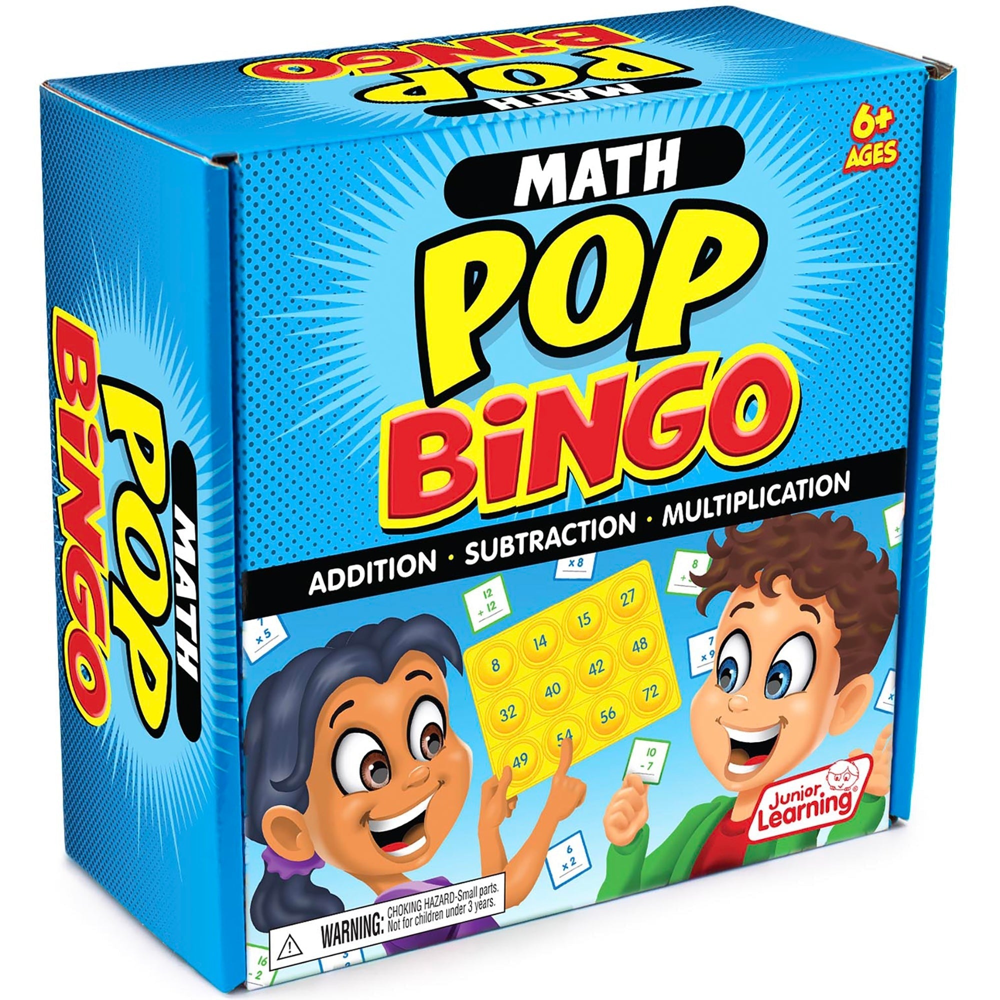 Pop Bingo: Math - Addition, Subtraction & Multiplication Game With Silicone Bubble Board