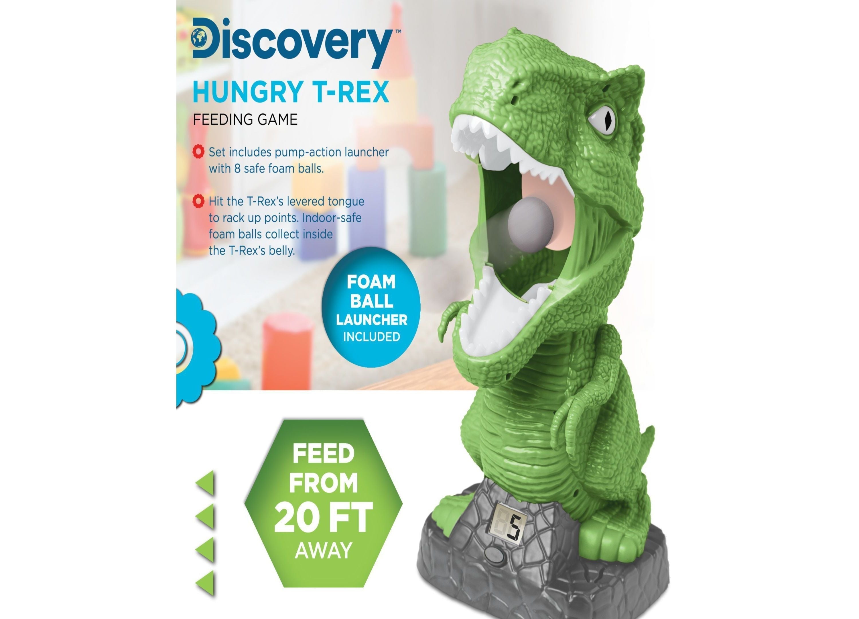 Discovery Kids T-Rex Hungry Feeding Game, Air Launcher Shooting Adventure