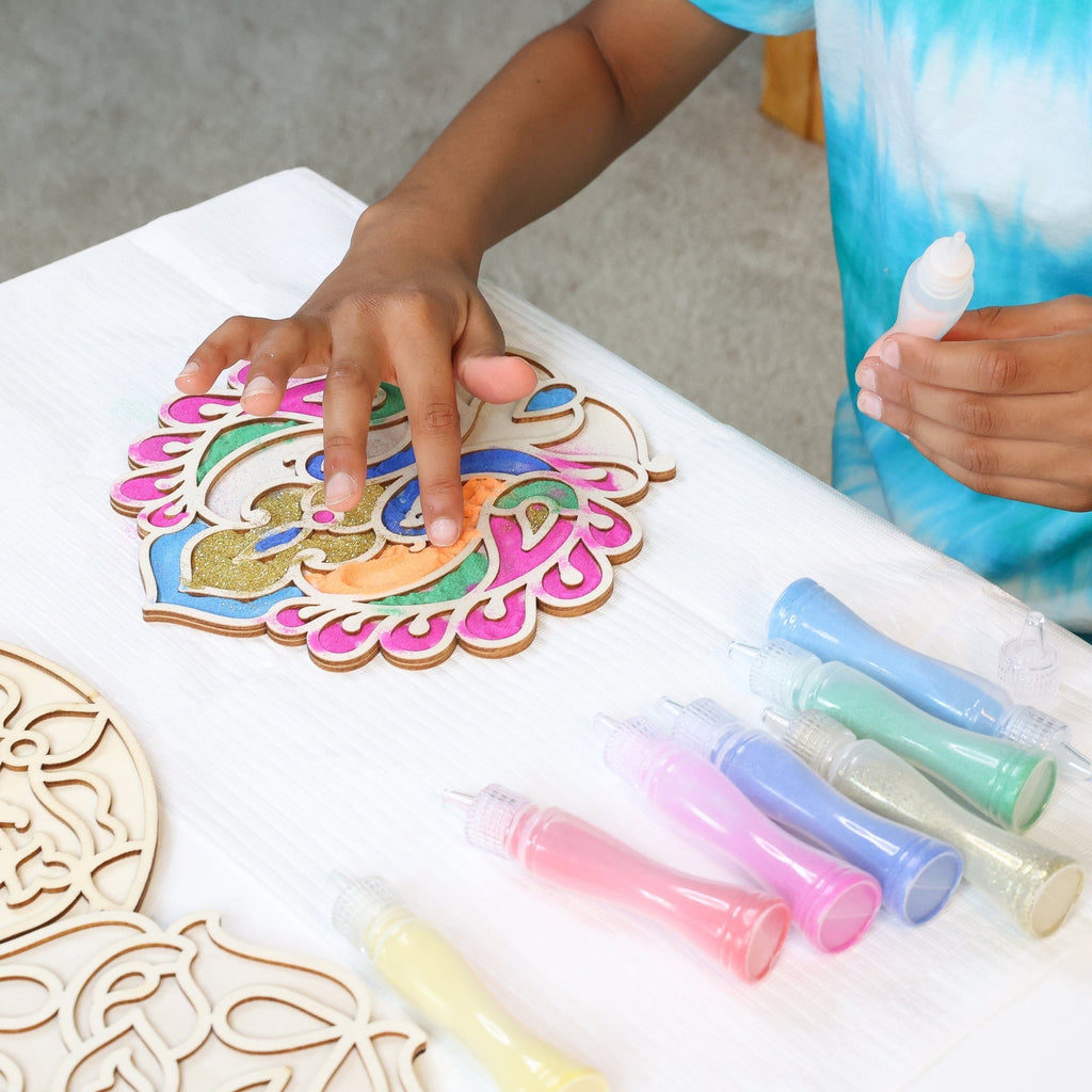 Kulture Khazana Wooden Rangoli 2-In-1 Sand Art & Paint Kit