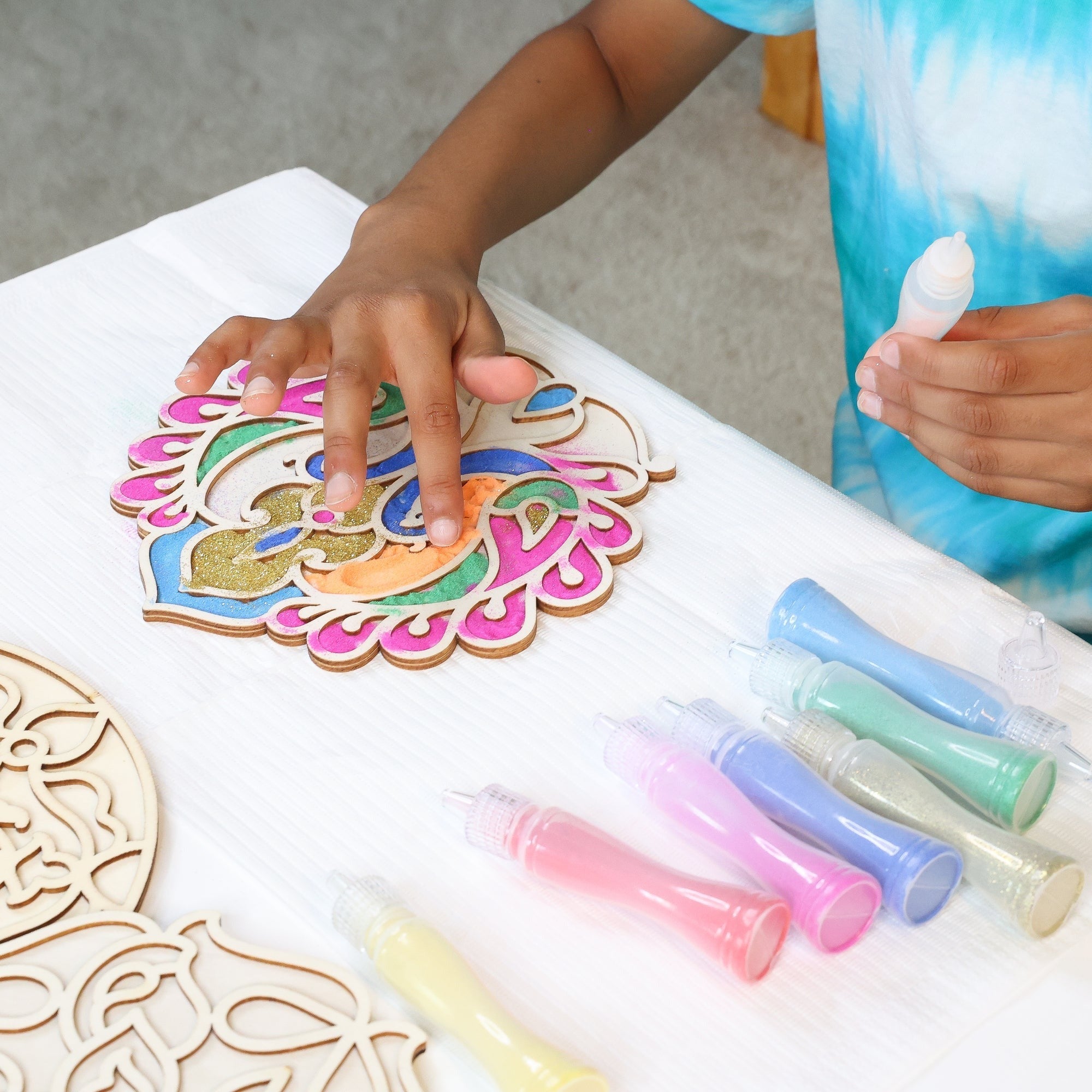 Kulture Khazana Wooden Rangoli 2-In-1 Sand Art & Paint Kit