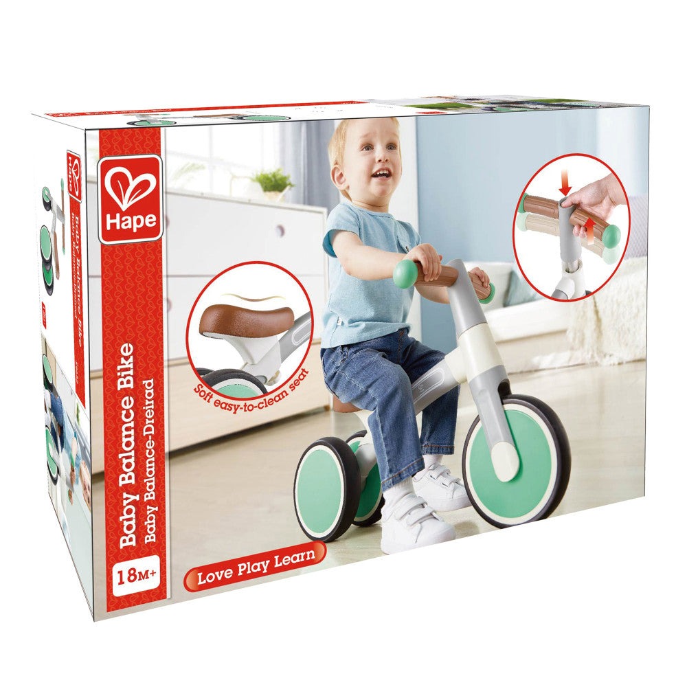 Hape - First Ride Balance Bike - Light Green - Lightweight 3 Wheeled Tricycle