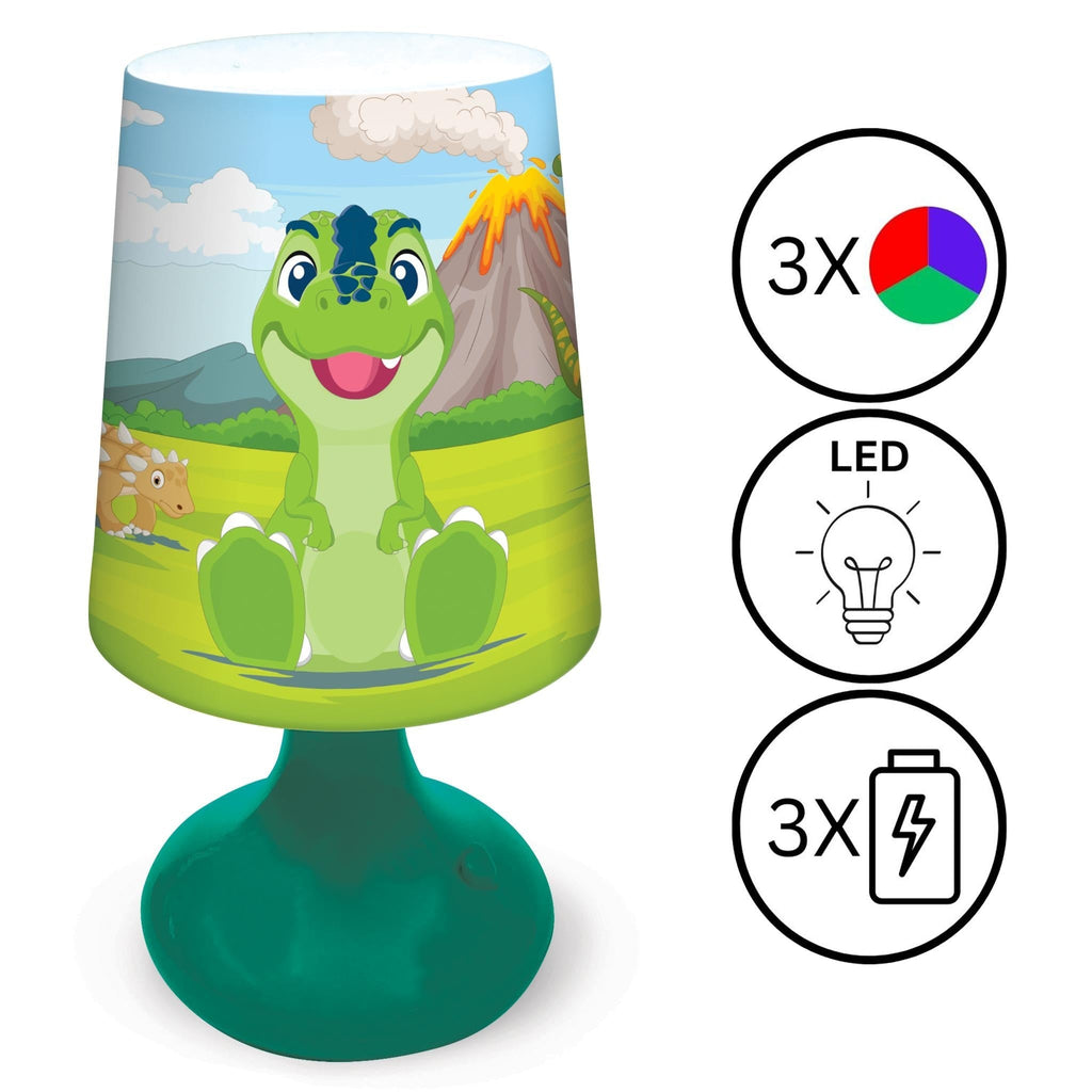 LEXIBOOK Dinosaur-Themed LED Wireless Mini Bedside Lamp - Multicolor