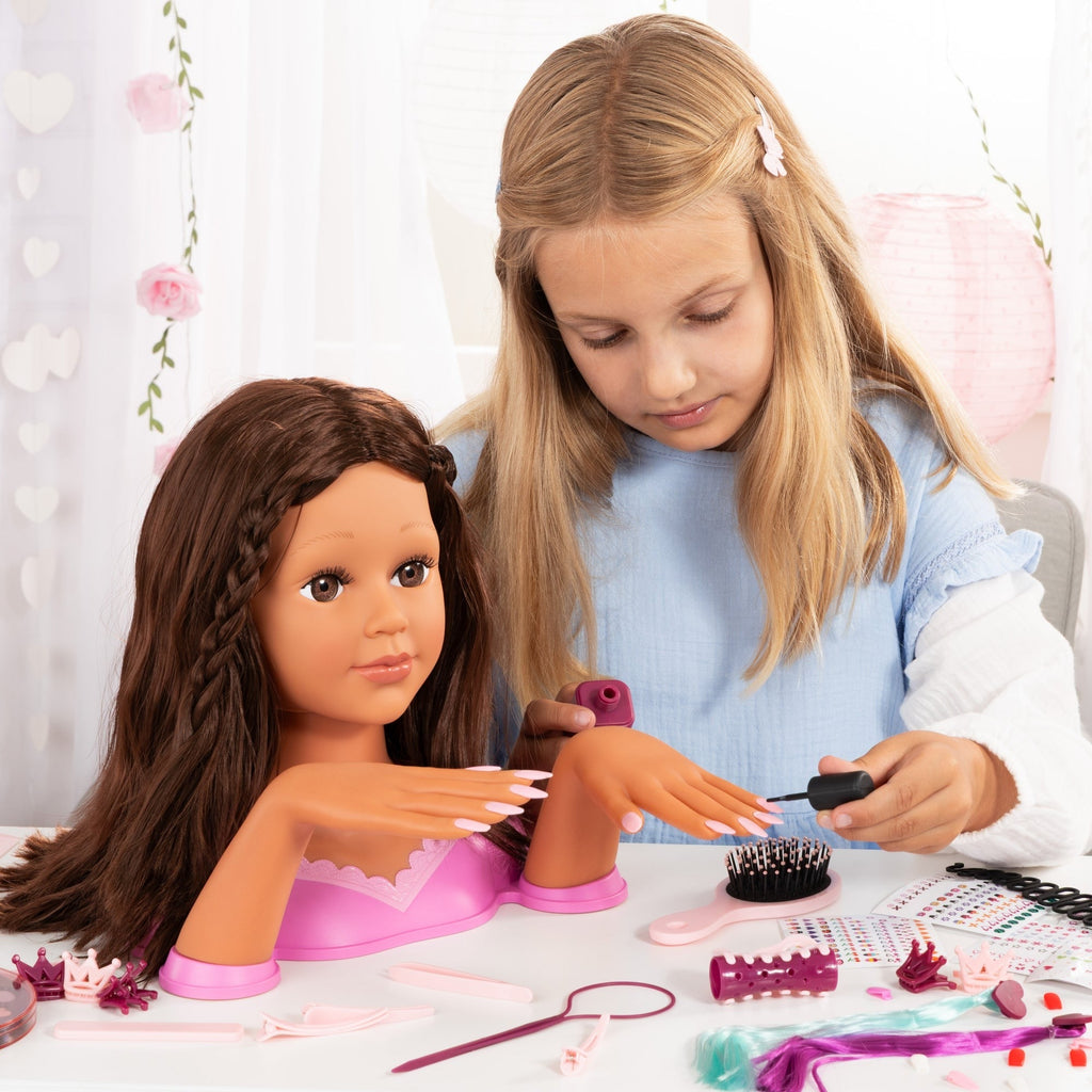 Charlene Magic Nails Brunette Styling Head Doll With Moveable Hands