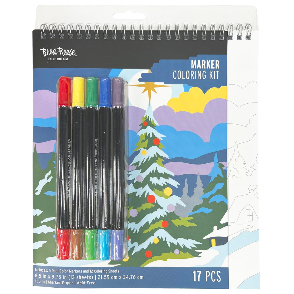 Vivid By Brea Reese Christmas Tree Marker Coloring Kit With 5 Dual-Color Markers
