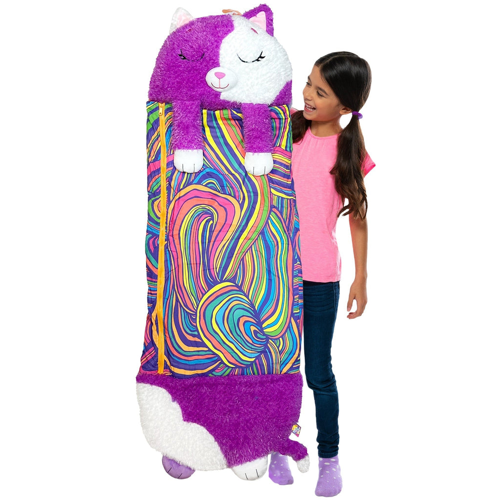 Happy Nappers Purple & White Cat Pillow & Sleepy Sack - 54x20-Inch