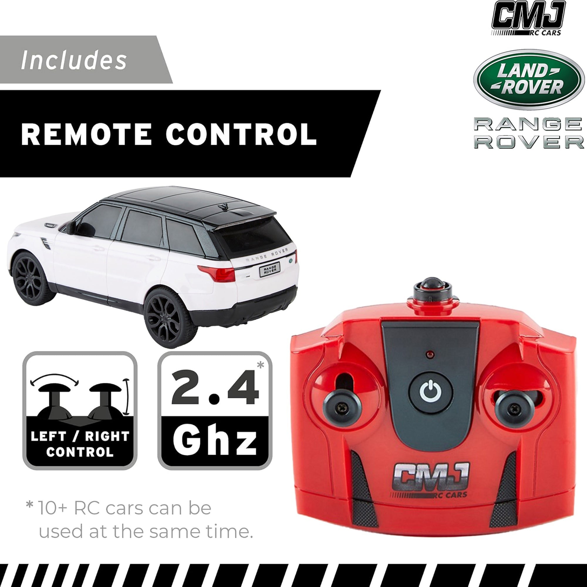 CMJ RC Cars Range Rover - White - 1:24 Scale, 2.4GHz Remote Control SUV with LED Headlights