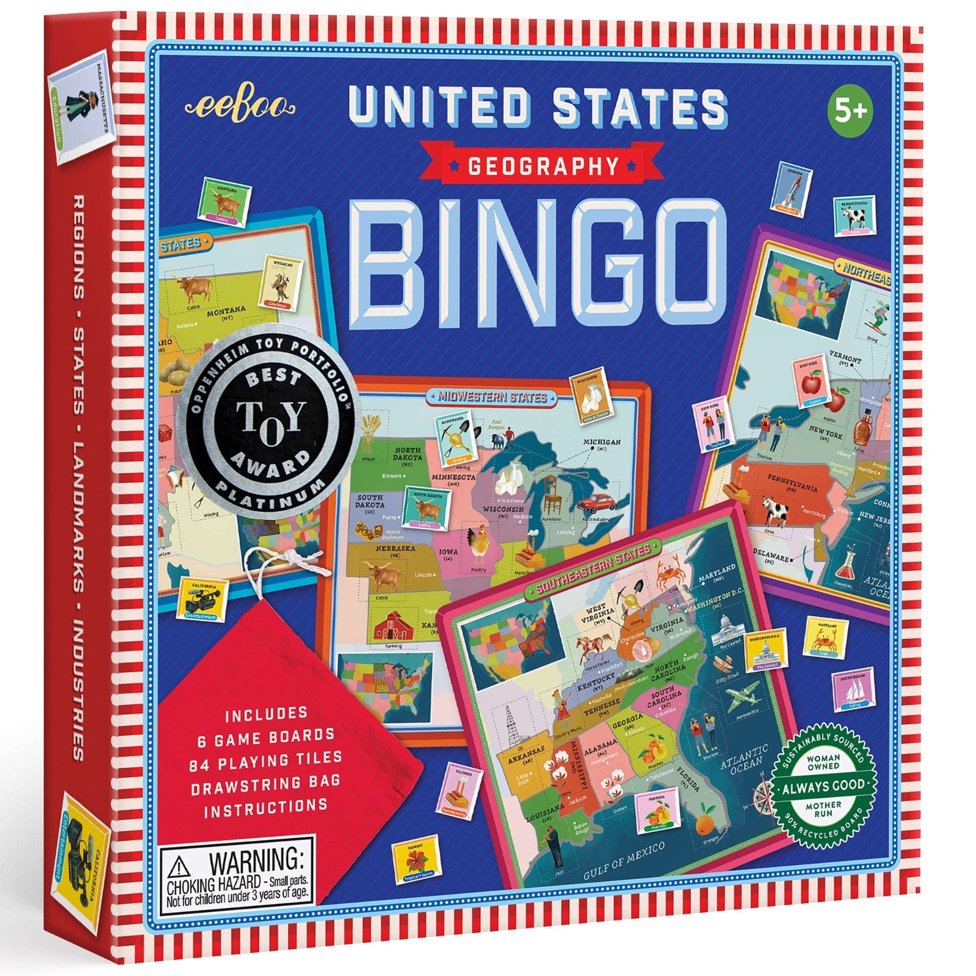 eeBoo Bingo Geography United States Educational Game