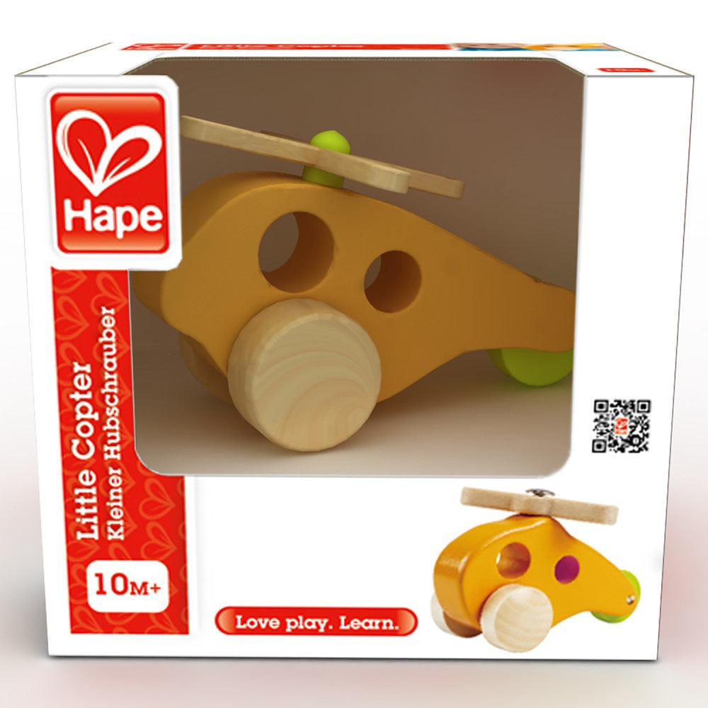 Hape Sunny Yellow Little Copter - Wooden Toy Helicopter for Toddlers