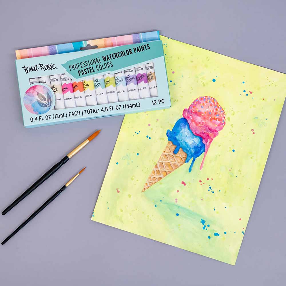 Brea Reese Professional Pastel Watercolor Set - 12 Vibrant Tubes